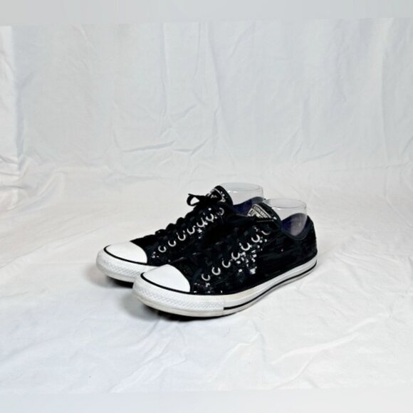 Converse All-Star Chuck Taylor Black Sequin Low Top Sneakers~M-9/W-11~ - Picture 1 of 7